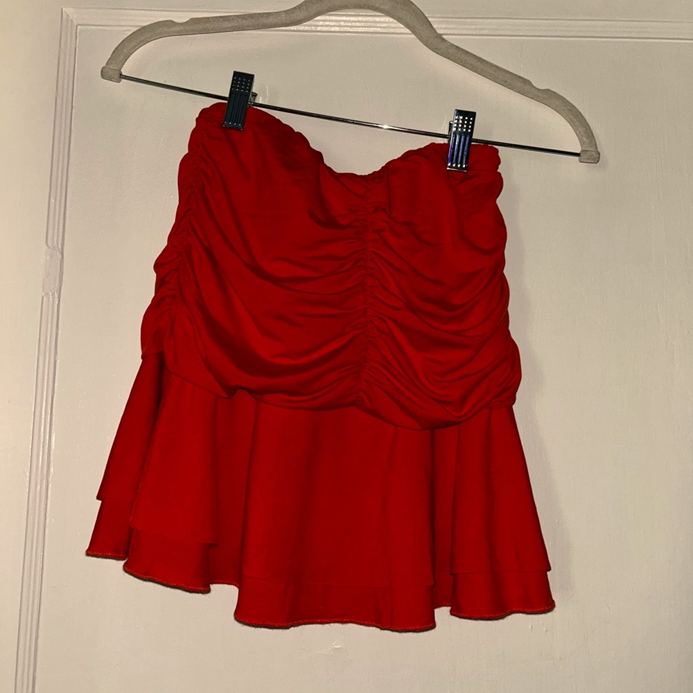 Orange Ruched women’s pull on skirt size XS can be used as bathing suit cover